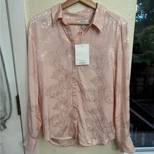 NWT & Other Stories satiny button down with embossed jungle cat. Boyfriend fit